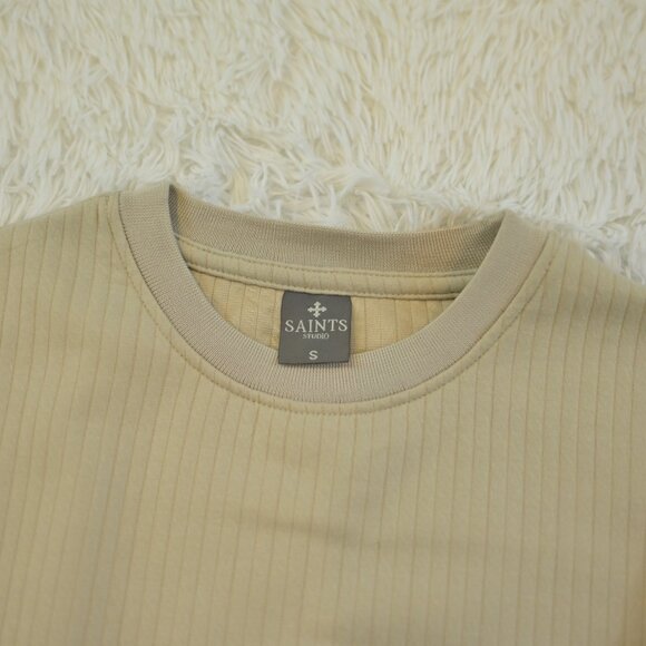Saints Studio Men's Sweater Long Sleeve Taupe Size S NWT - Picture 4 of 5